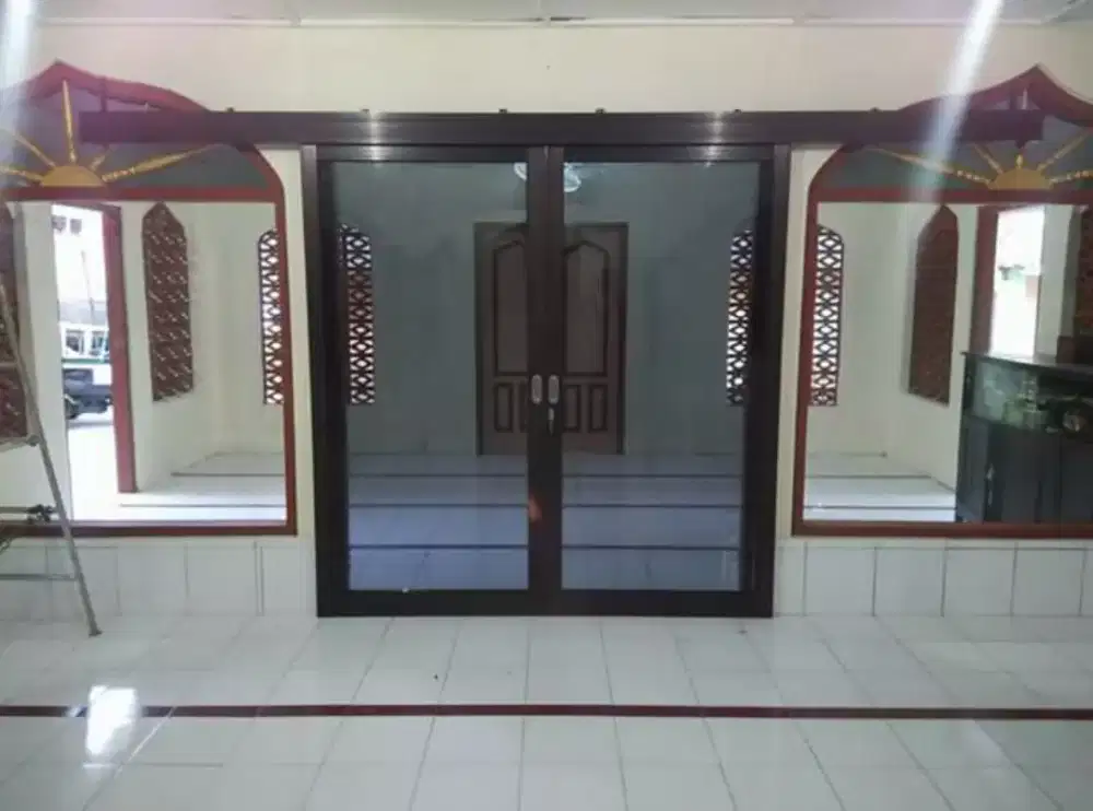 partisi pintu geser sleding dobel singel alumunium kaca