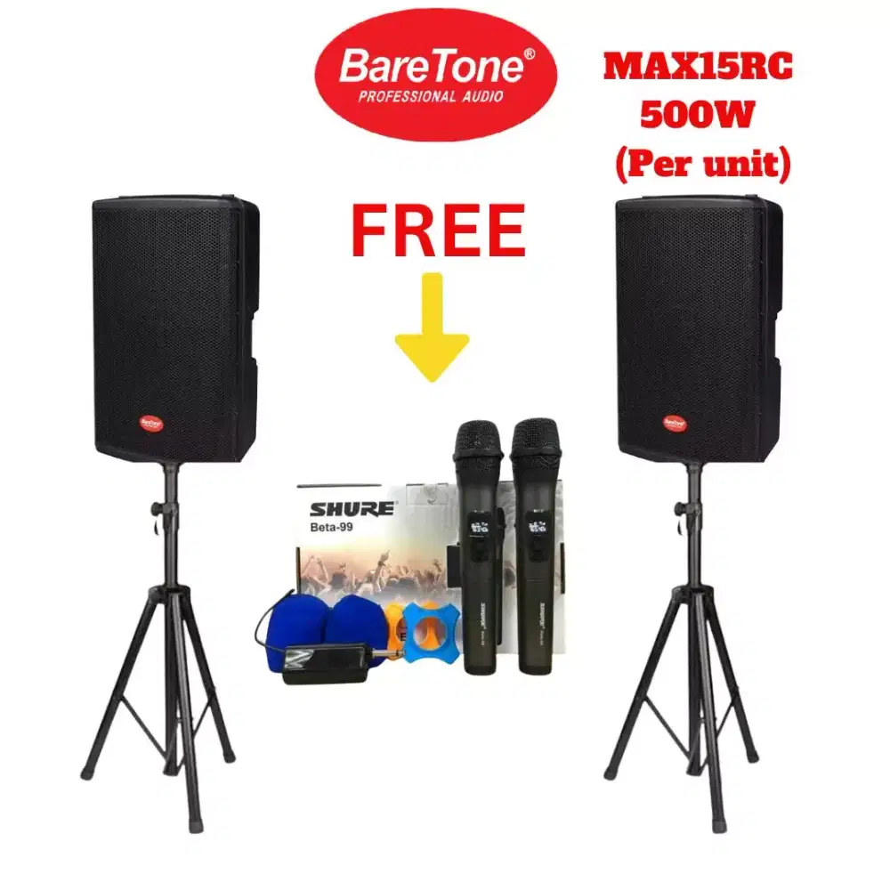 Paket Sound System Live Music Speaker Aktif Baretone MAX15RC ORI SNI