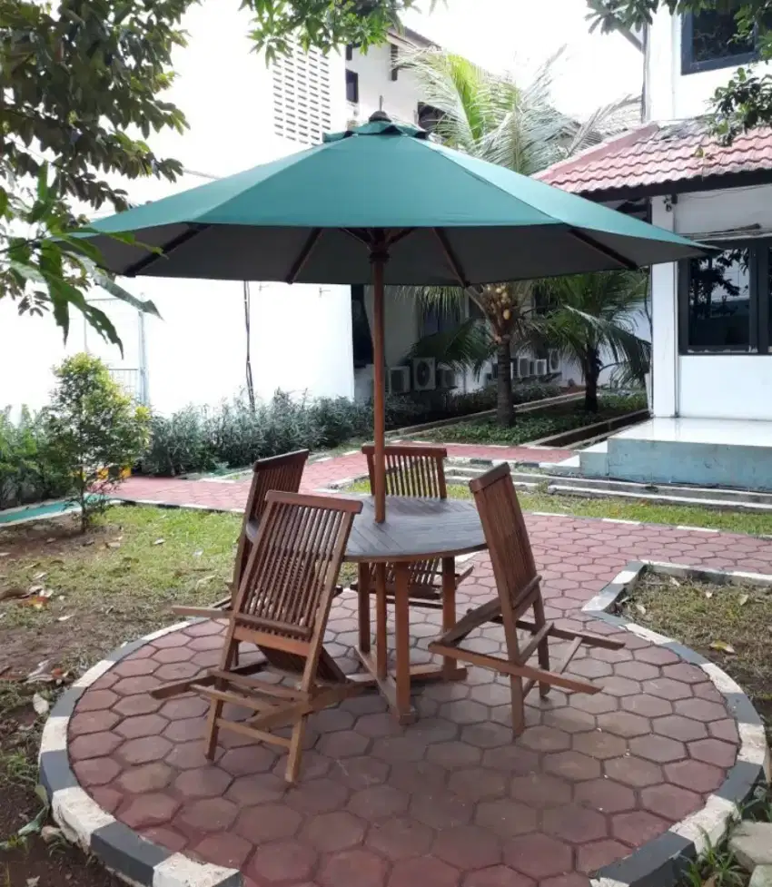 Set meja payung,meja cafe,kursi cafe,kursi outdoor,meja taman jati