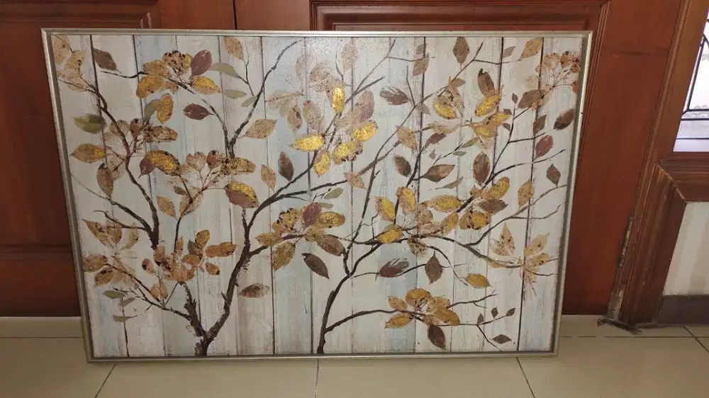 Lukisan Golden Abstract Dekoratif Elegan Moderen