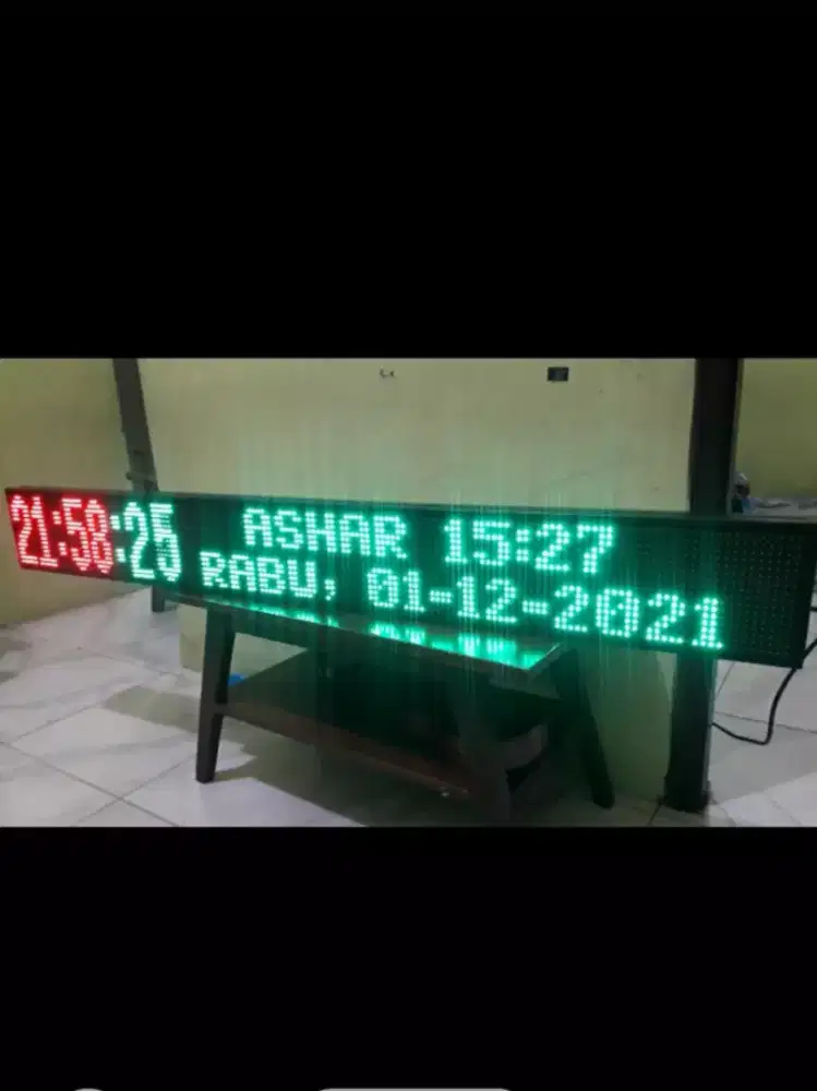 Jam masjid / running text jadwal sholat ukuran 200 x20cm