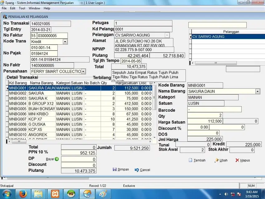Software Program Aplikasi Toko Mainan sistem informasi penjualan perda