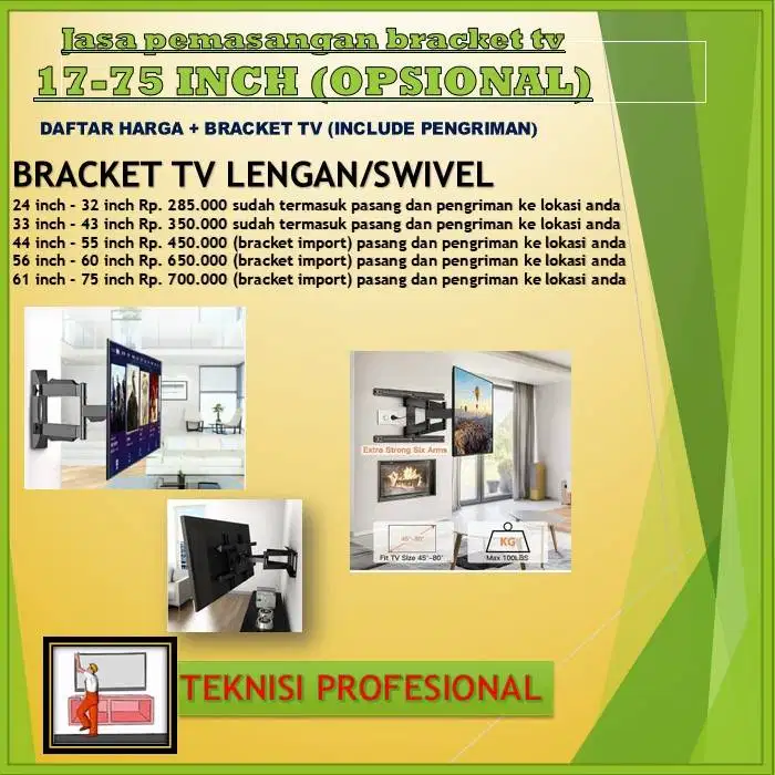 JUAL  BRACKET TV DAN JASA PASANG 32-85 INCH