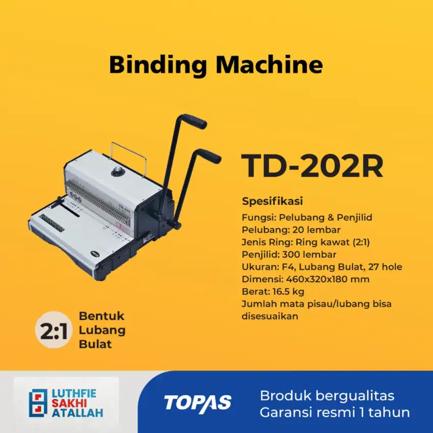 Mesin jilid spiral kawat Topas TD202R