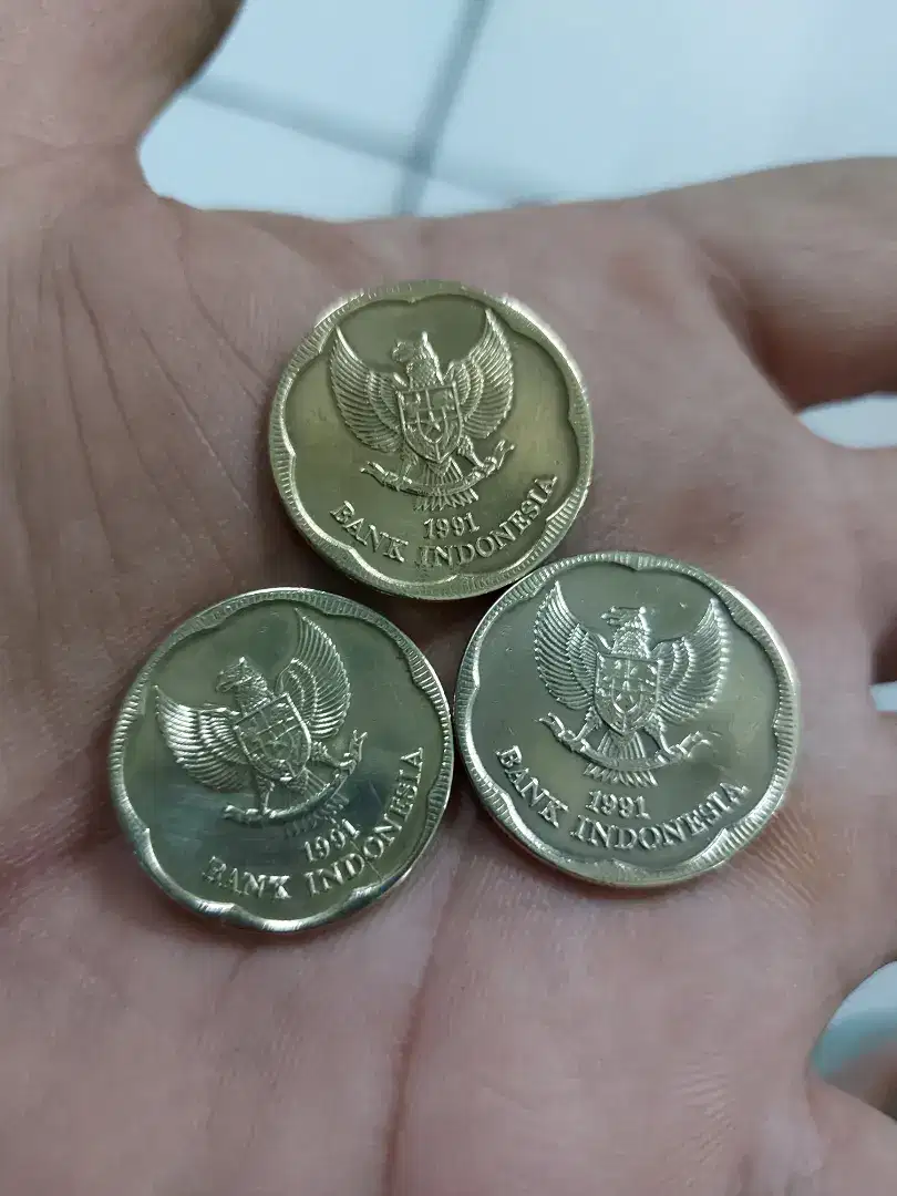 uang logam koin emas kuno coin 500 th 1991 kuningan melati besar
