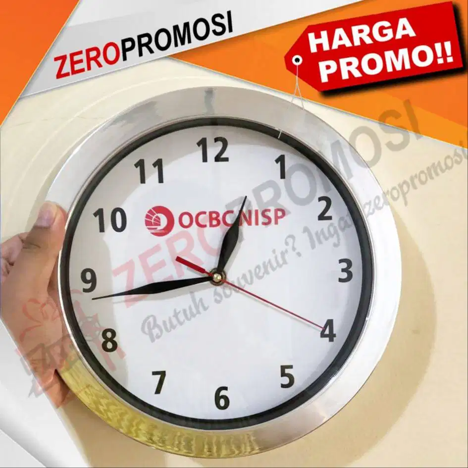 Souvenir Jam Dinding Promosi Chrome Custom Logo Kode 219H