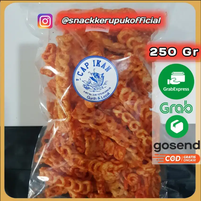 Snack Kerupuk Model Kepang Cap Ikan Keripik Pedas Balado