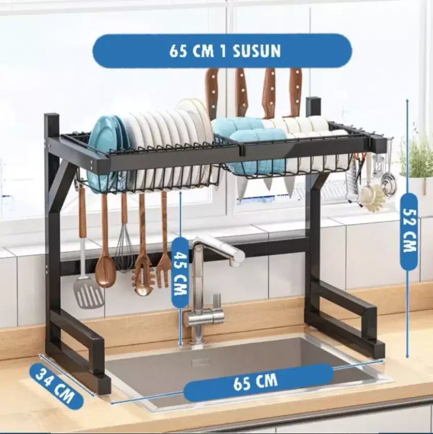 Rak piring di atas Wastafel UK 65 cm tanpa aksesoris