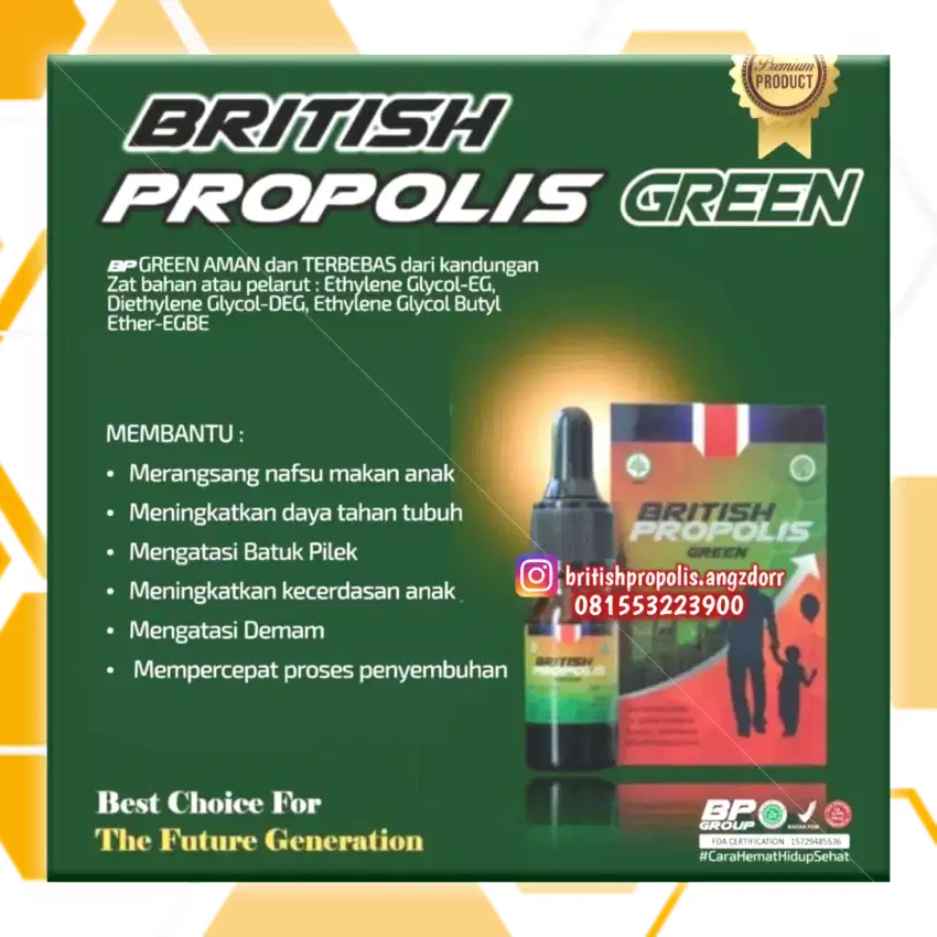British Propolis - Halal, BPOM, FDA Approve - Suplemen Kesehatan