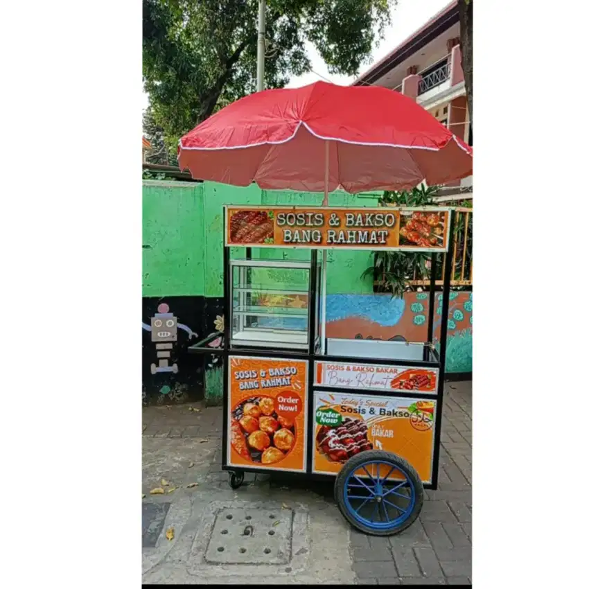 Gerobak besi sosis & bakso bakar baru