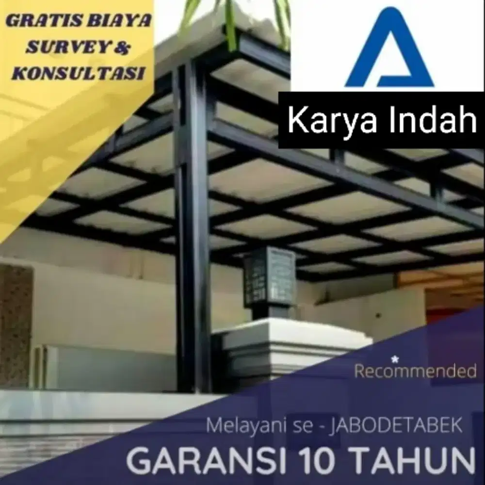 Kanopi rangka hollow atap alderon double layer JX