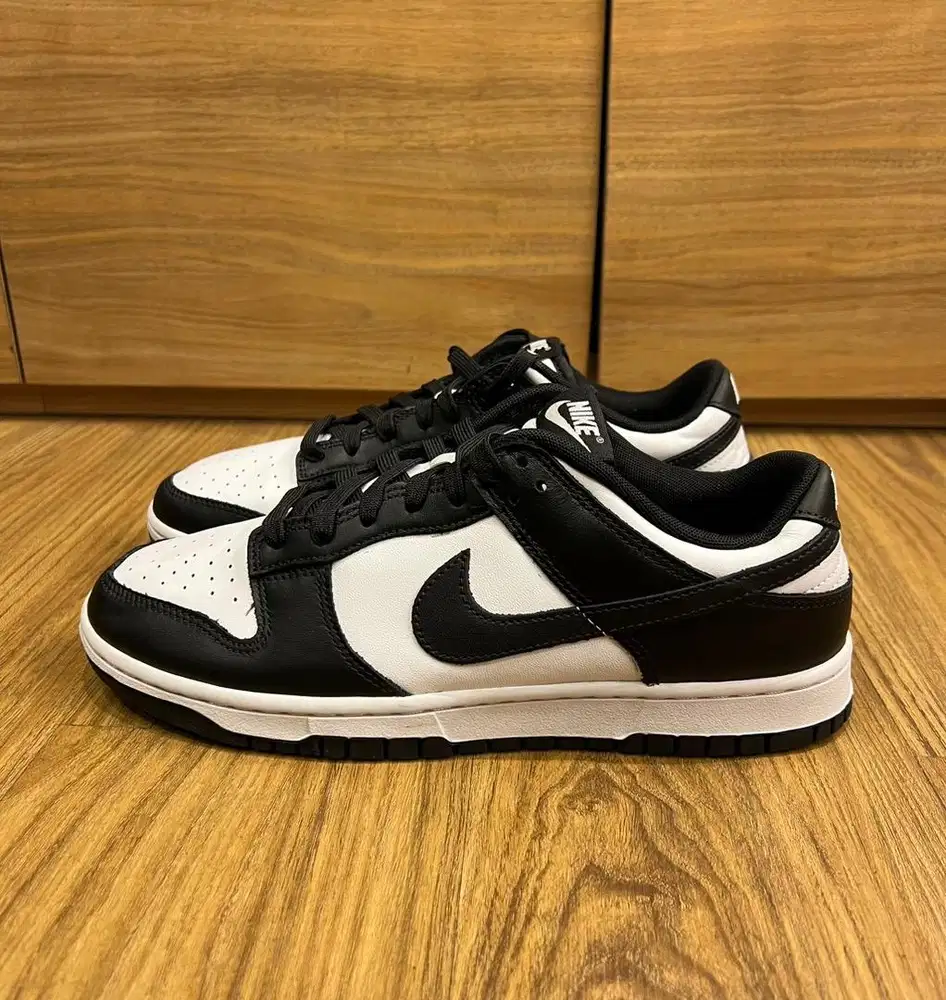 sepatu nike dunk black white panda original new