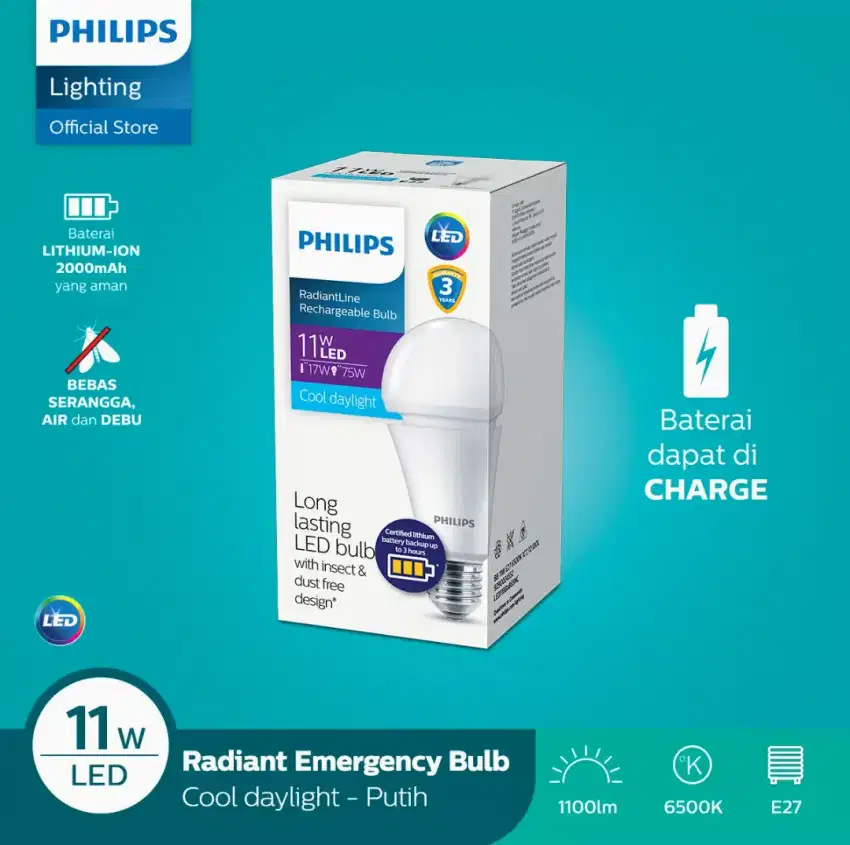 Lampu emergency Philips 11 watt