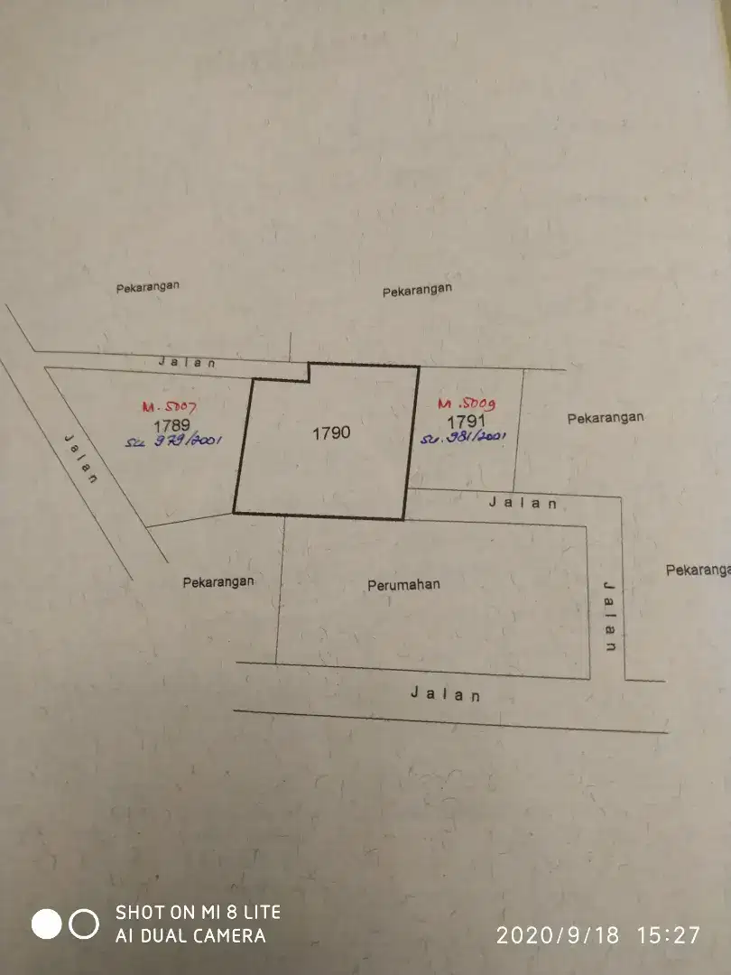 Tanah pekarangan 260m2 dikawasan sekitar perumahan Tiara Grand Estate