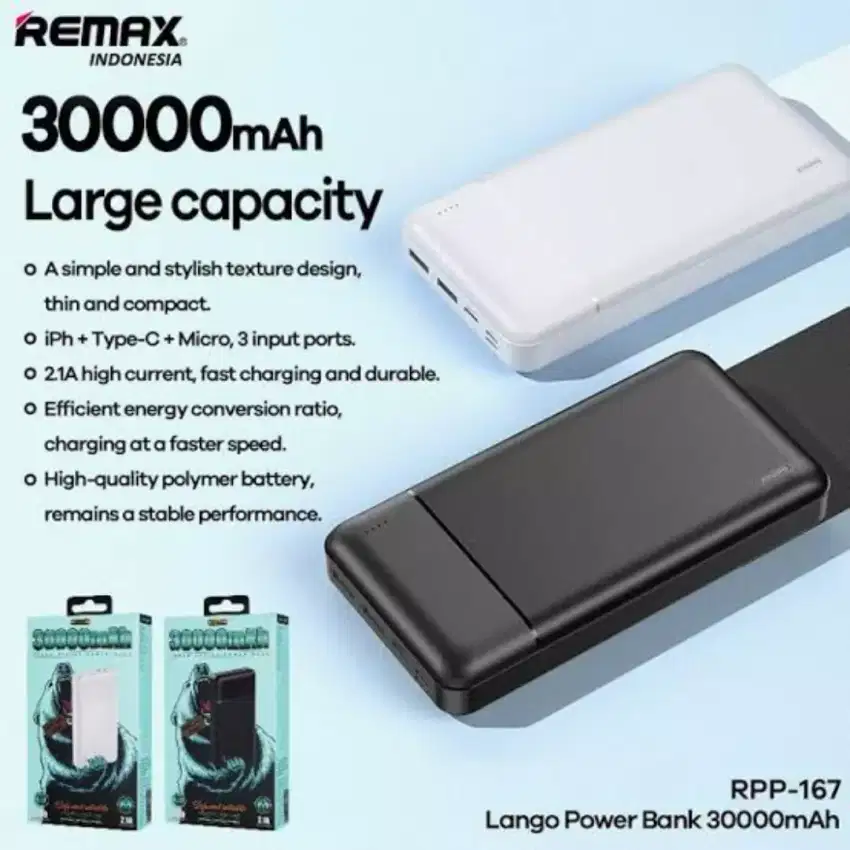 Barang ready power Bank remax rpp 167