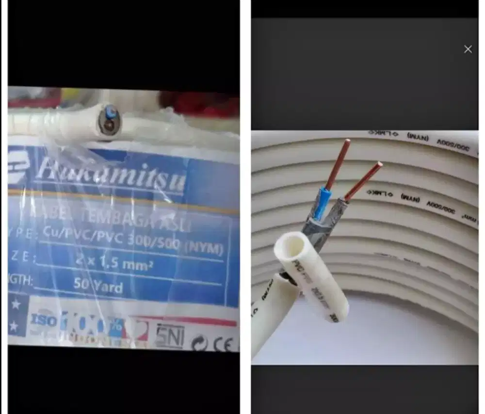 Kabel Tembaga Murni NYM 2x1.5 HAKAMITSU SNI
