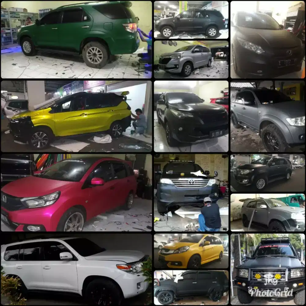 Wrapping sticker mobil panggilan cutting branding striping full body