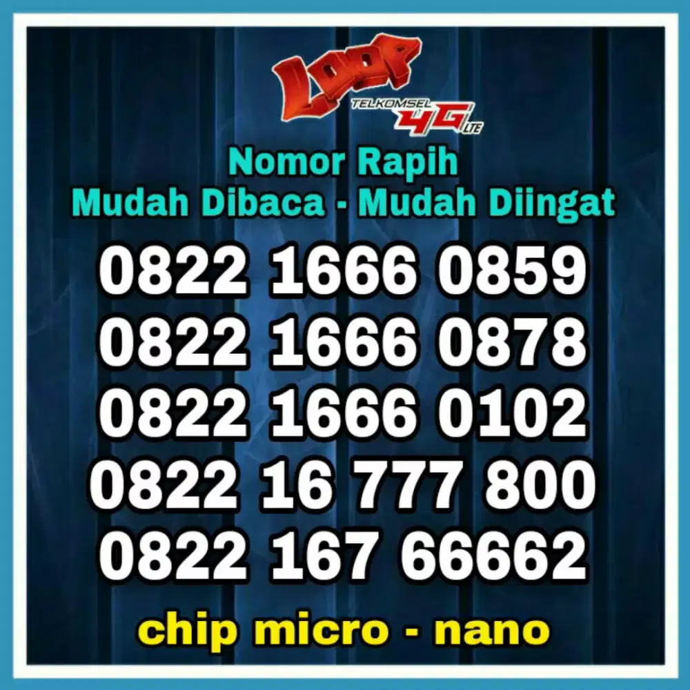 Nomor Cantik Simpati Loop Kartu Perdana Telkomsel Nomer Rapih 61616