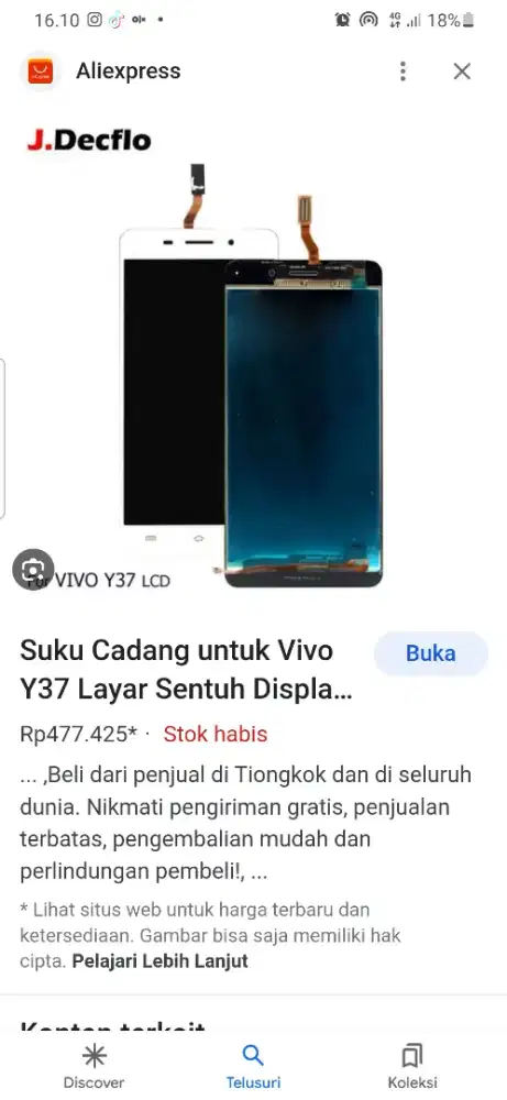 KACA LCD vivo y37 FULLSET SIAP PASANG
