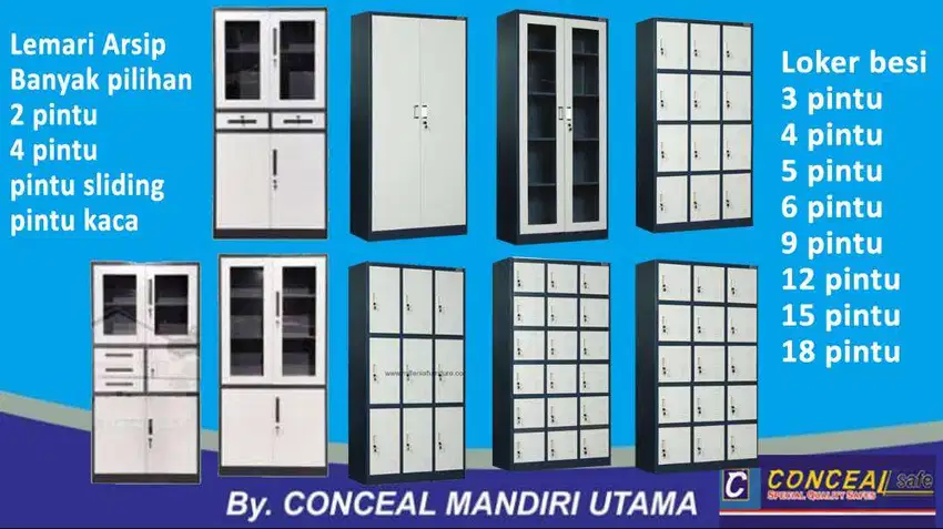 Cabinet Lemari Arsip Dokumen Loker locker kantor Besi 3 4 kaca sliding