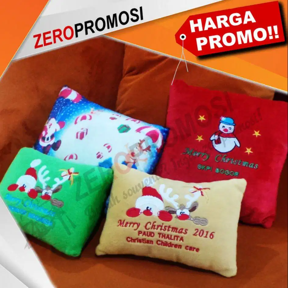 Souvenir Natal Bantal Kotak Custom Logo Christmas