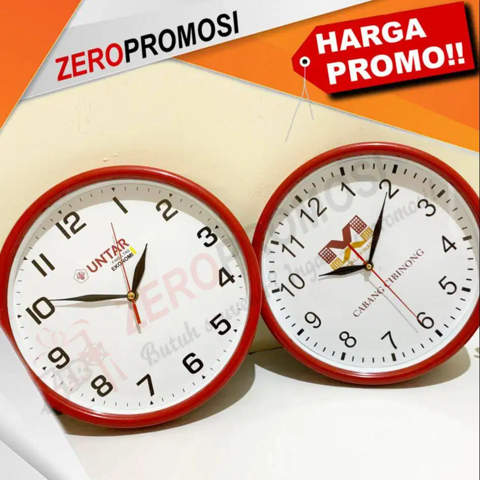 Souvenir Jam Dinding Bahan Plastik Mewah Kode 188 Cetak Logo