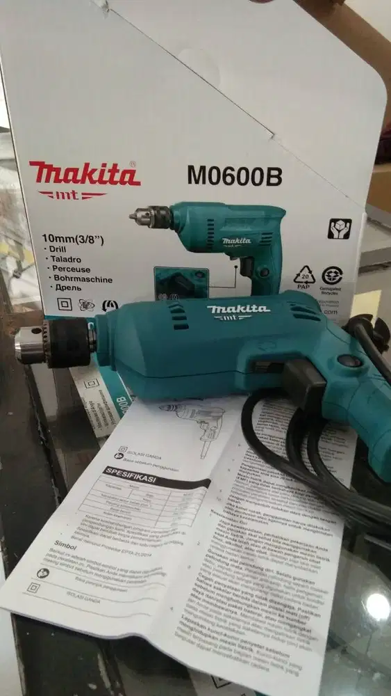 Makita M 0600 B Mesin Bor Tangan 10MM M0600B Kayu Besi