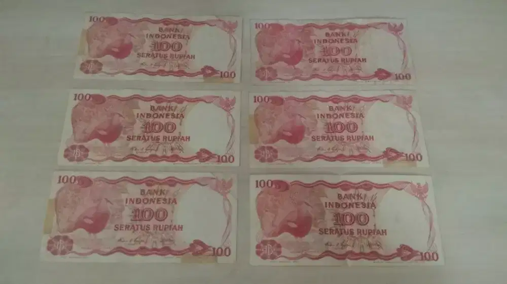 6 lbr uang kertas Rp.100 gambar Goura Victoria