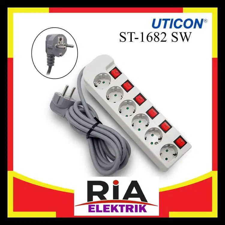 STOP KONTAK SAKLAR TERSENDIRI 5 LUBANG PLUS KABEL 1,5 METER ST-1682SW