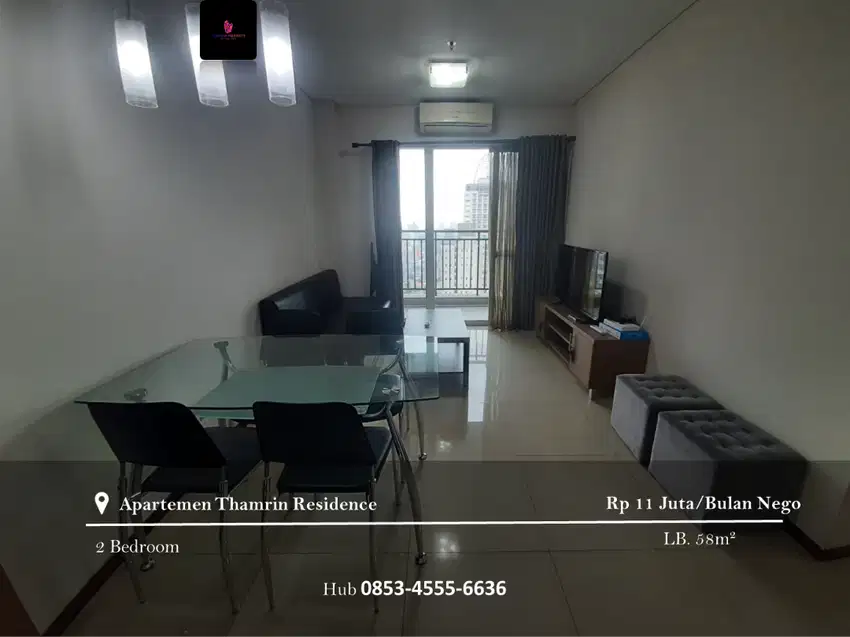 Disewakan Apartement Thamrin Residence 2BR, Full Furnished View GI