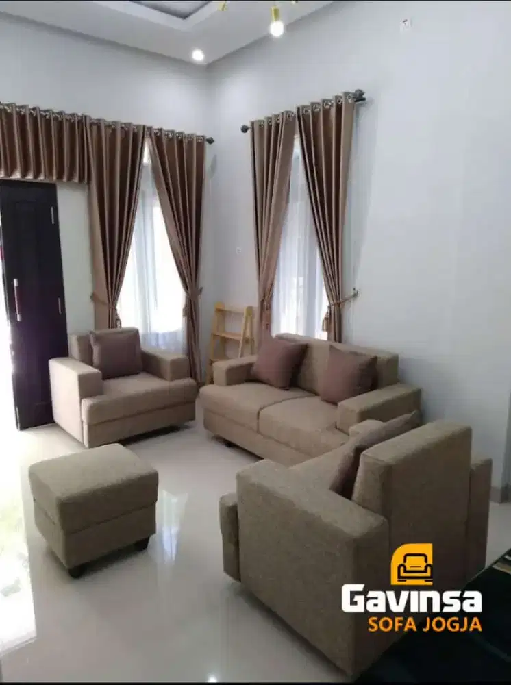 Sofa Premium A , Semarangan 2-1-1 + Puff , Viena Wood , Elegant mantap