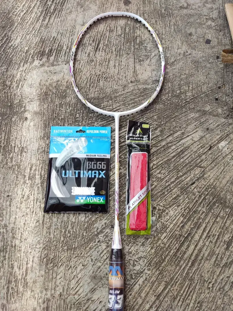 Raket Powermax Import Full Carbon 32LBS Bonus Senar Dan Grib