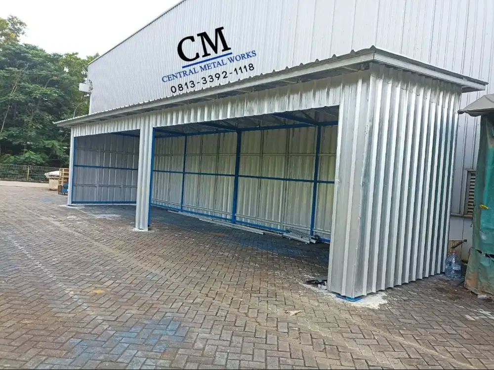KANOPI BESI HOLO BANGUNAN PABRIK KOKOH KUAT BERGARANSI KUALITAS SNI