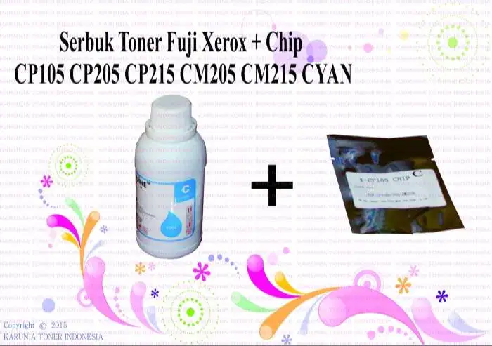 Serbuk Toner Fuji xerox + CHIP CP105 CP205 CP215 CM205 CM2 Cyan
