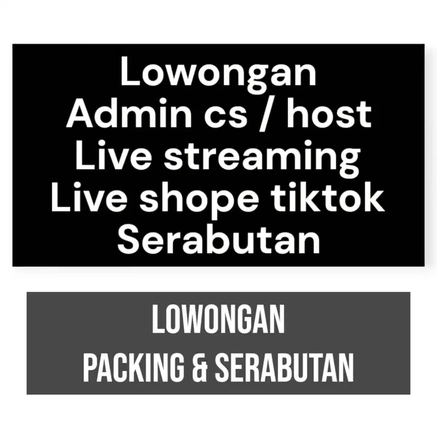 Dicari Admin Live marketplace / Packing Online Shop serabutan