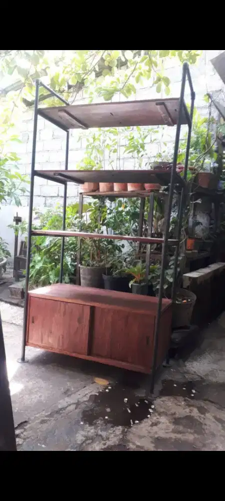 Rak besi kayu jati size 120x50x200