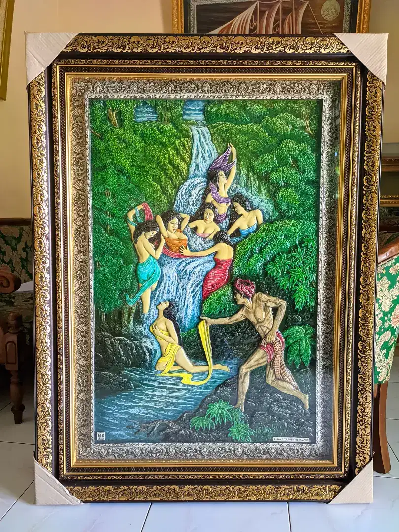 Lukisan Jaka Tarub & 7 bidadari 3D