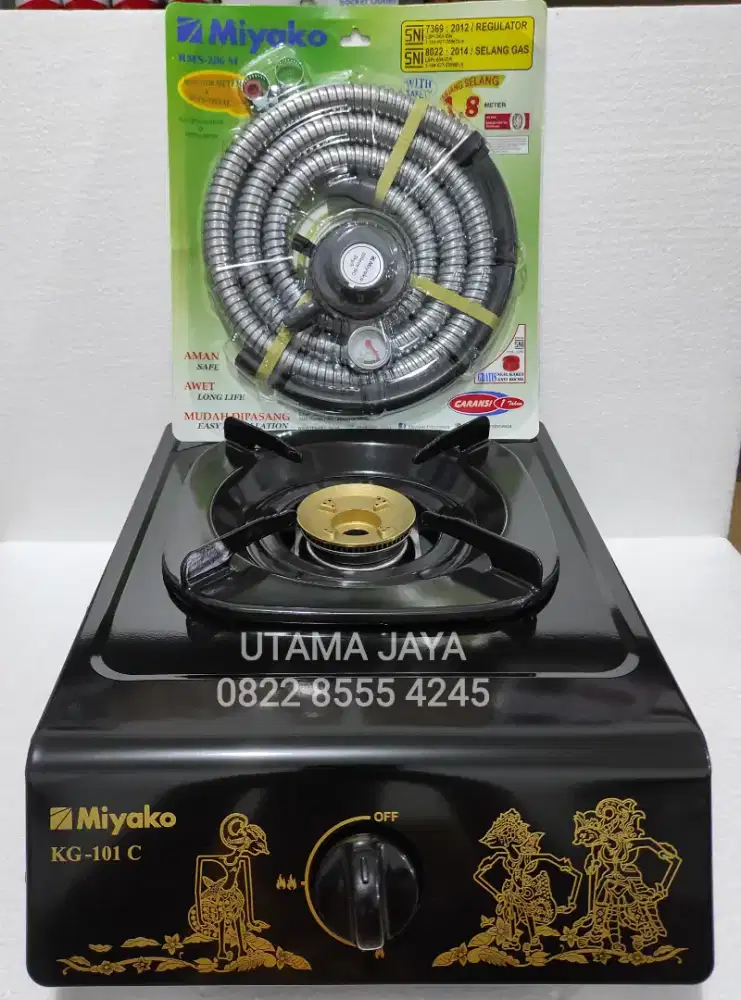 PAKET KOMPOR 1 TUNGKU MIYAKO + SELANG REGULATOR