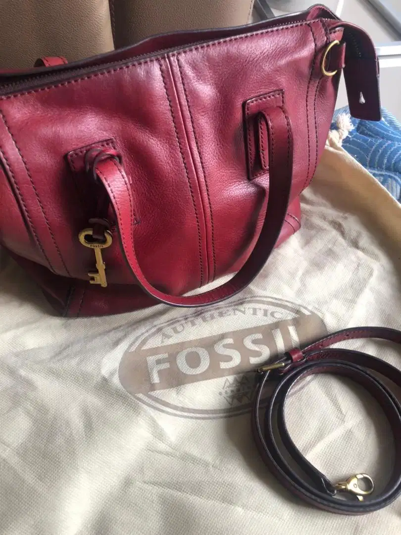 Tas Fossil Emma Satchel Maroon - Preloved