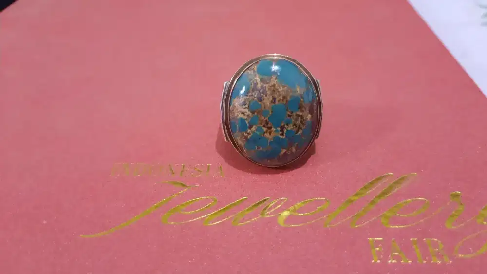 Batu Pirus Hijau Serat Emas Top Quality