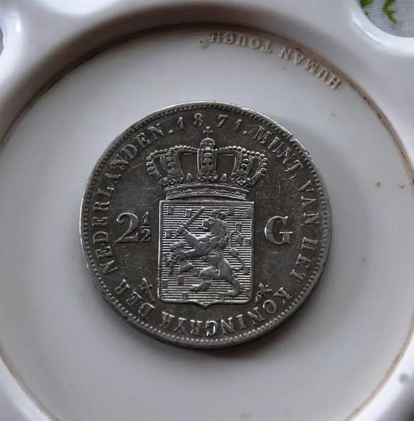 Koin 2 1/2 gulden King Willem 3 1871, koin perak (1)