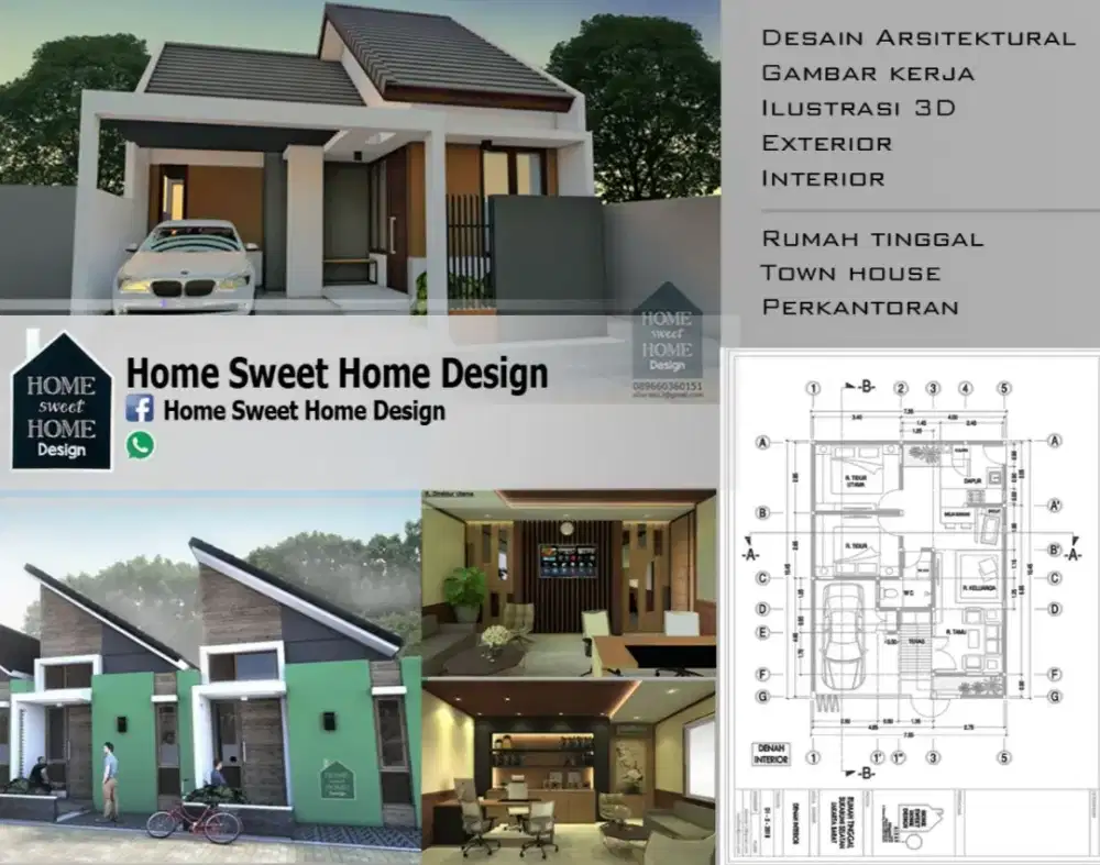 Freelance Jasa arsitek Desain Gambar Rumah Interior Exterior Bangunan