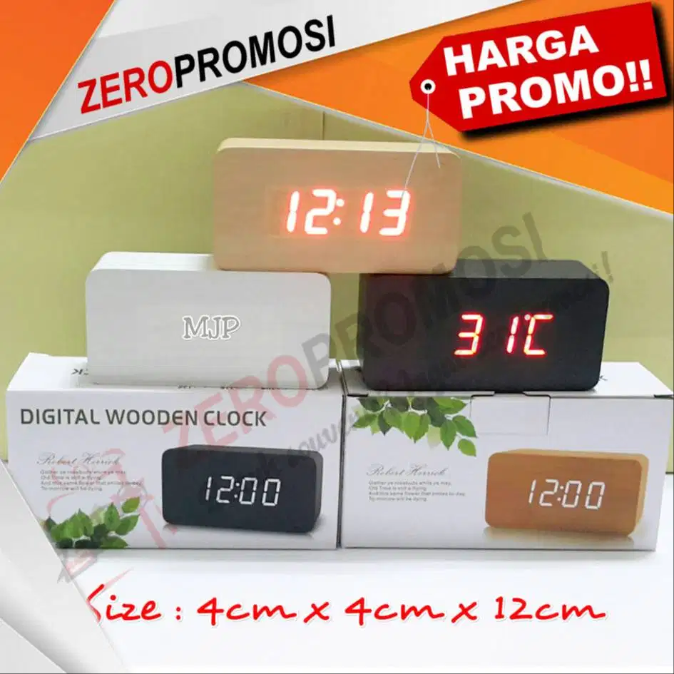 Souvenir unik Jam Alarm LED Wood