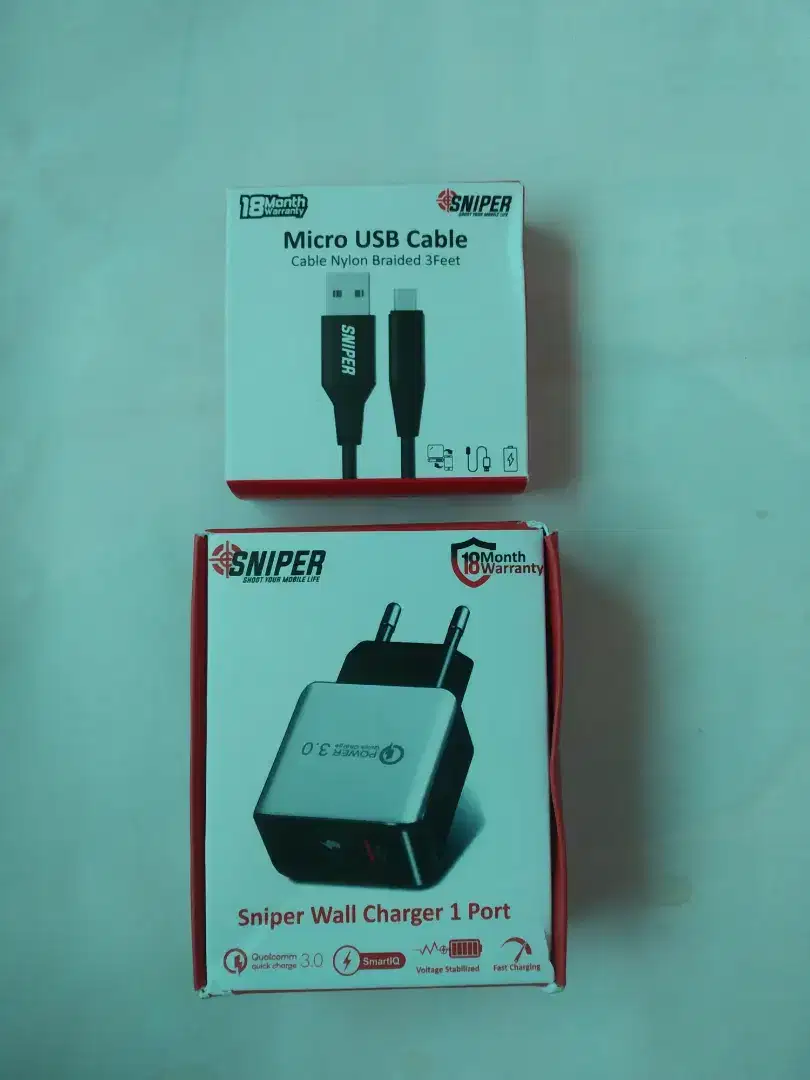 Sniper Wall Charger 1 QC3,0+Cable Nylon Braided Micro
