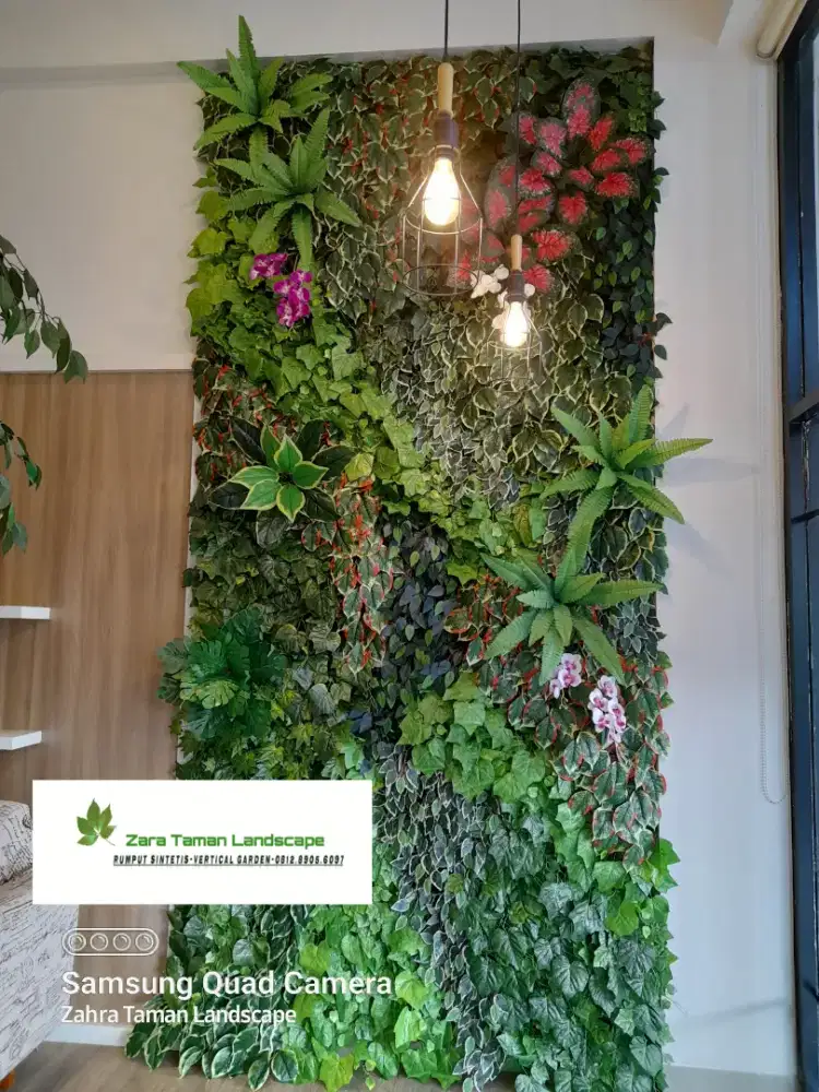 Taman Vertikal Sintetis Daun Bunga Sintetis