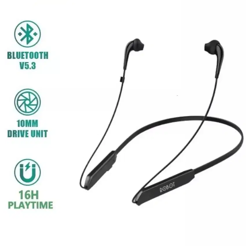 Robot Headset Bluetooth Neckband Leher Earbuds Wireless Earphone