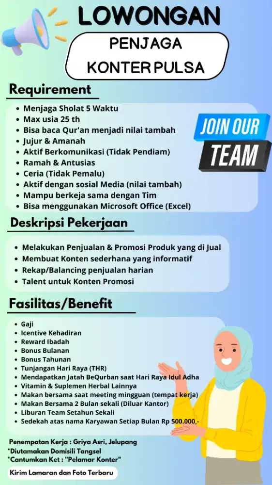 Lowongan Kerja Penjaga Toko Konter Pulsa