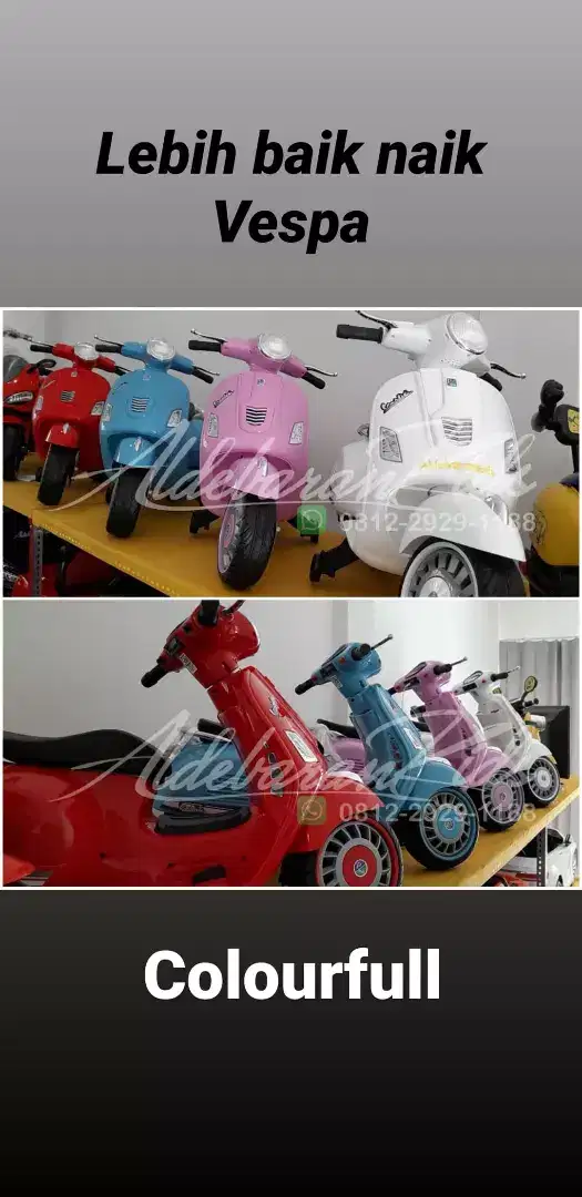 Mobil motor mainan aki Vespa Matic GARANSI MESIN