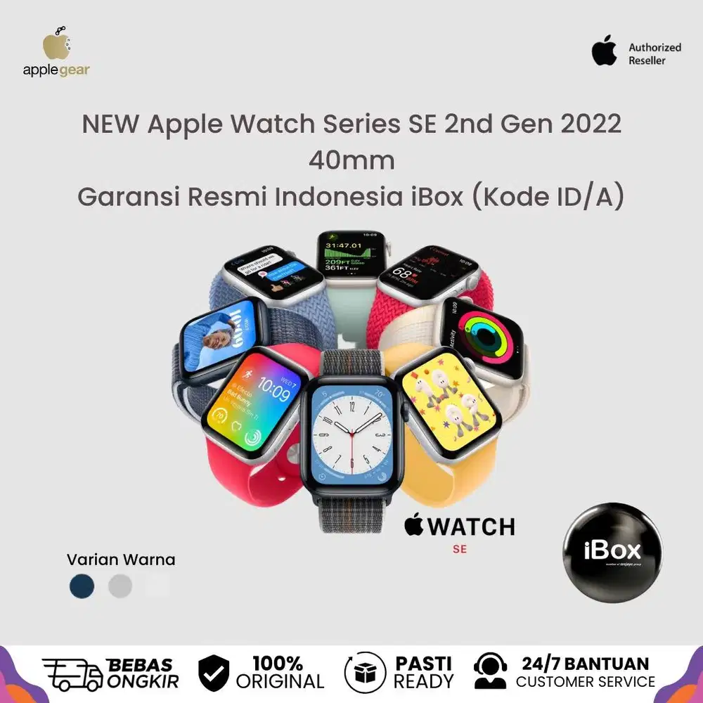 iBox New Apple Watch iWatch SE Gen 2 40mm Silver Resmi Indonesia