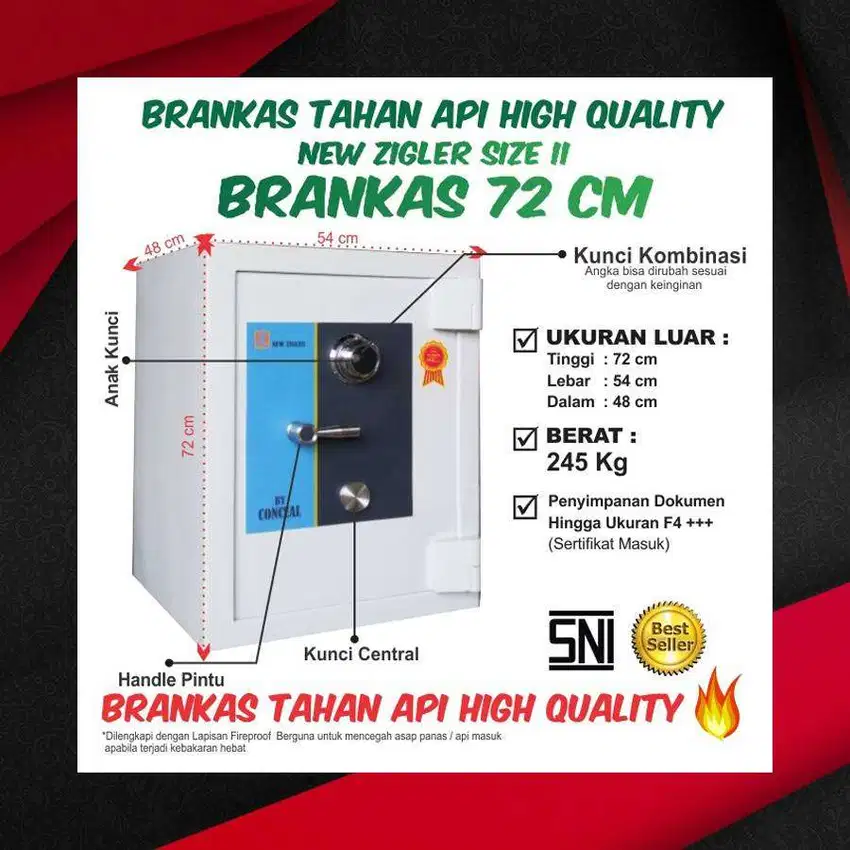 Brankas NEW ZIGER Kunci Digital Brangkas Tahan Api Safety Box